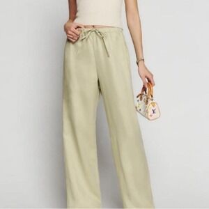 Reformation Light Green Linen Pants XS